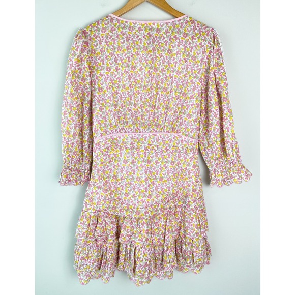 LoveShackFancy Marquise Floral Mini Dress‎ 8 Fruity Punch Pink Cotton Coquette - Picture 10 of 15